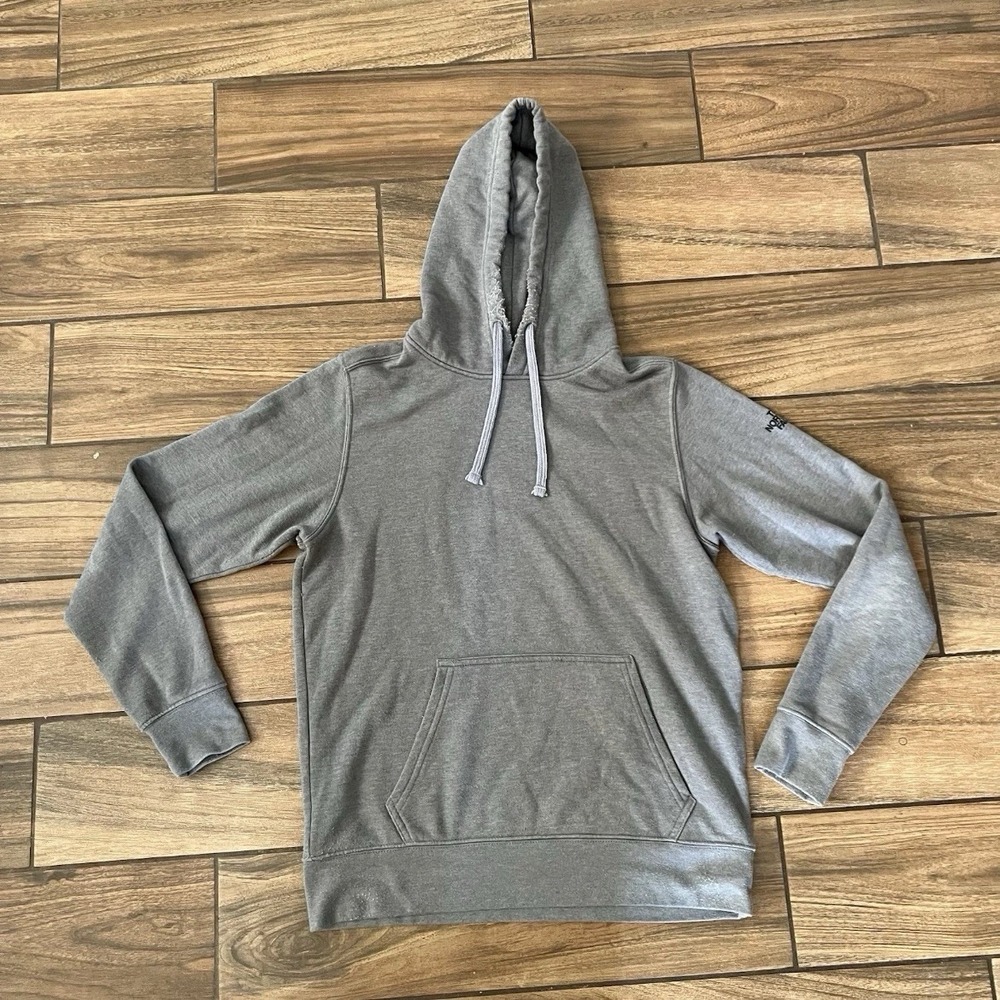 The North Face Hoodie Mens Small Gray Pullover Sweatshirt Fleece Lined Outdoor